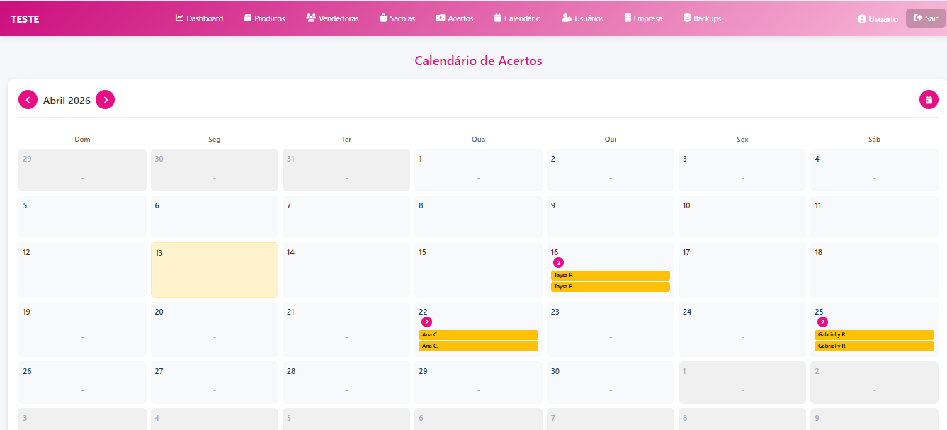 Screenshot do sistema